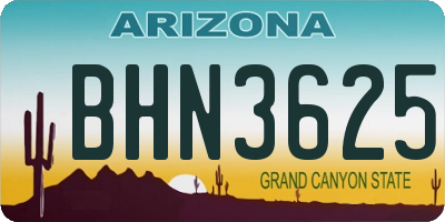 AZ license plate BHN3625