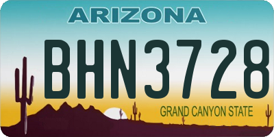 AZ license plate BHN3728