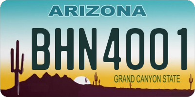 AZ license plate BHN4001