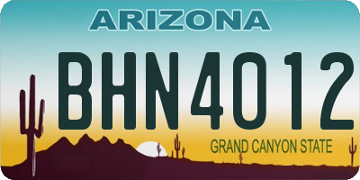 AZ license plate BHN4012