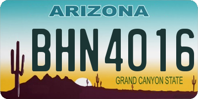 AZ license plate BHN4016