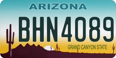 AZ license plate BHN4089