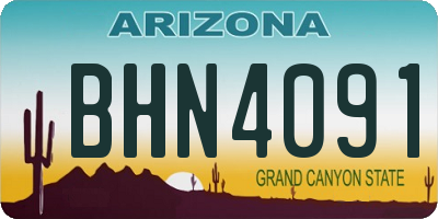 AZ license plate BHN4091