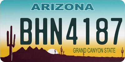 AZ license plate BHN4187