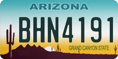AZ license plate BHN4191