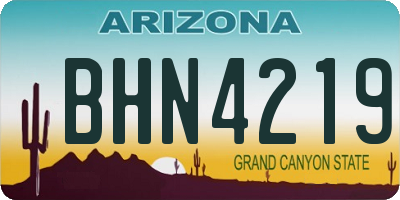 AZ license plate BHN4219