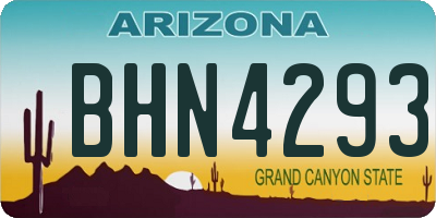 AZ license plate BHN4293