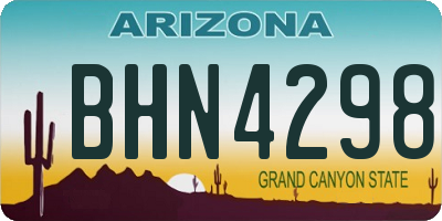 AZ license plate BHN4298