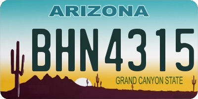 AZ license plate BHN4315