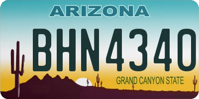 AZ license plate BHN4340