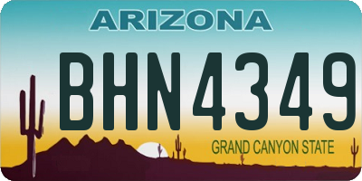 AZ license plate BHN4349