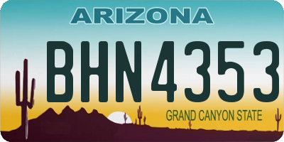 AZ license plate BHN4353