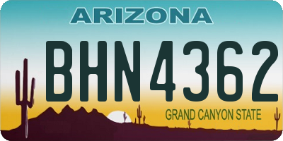 AZ license plate BHN4362