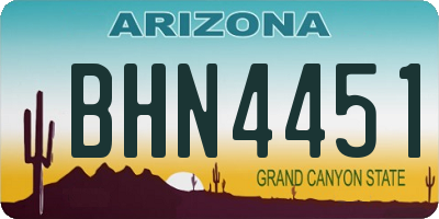 AZ license plate BHN4451