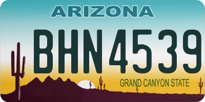 AZ license plate BHN4539