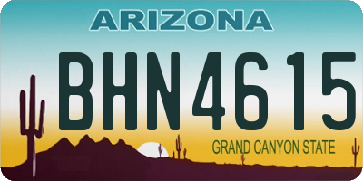 AZ license plate BHN4615