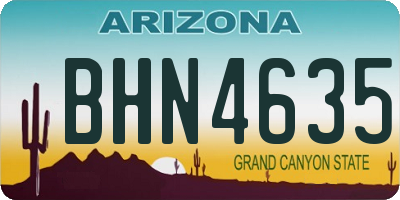 AZ license plate BHN4635