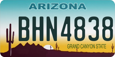 AZ license plate BHN4838