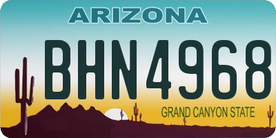 AZ license plate BHN4968
