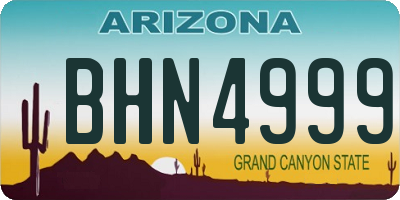 AZ license plate BHN4999