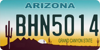 AZ license plate BHN5014