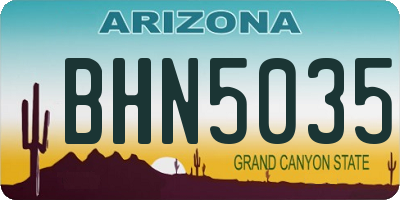 AZ license plate BHN5035