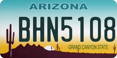 AZ license plate BHN5108