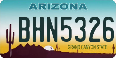 AZ license plate BHN5326