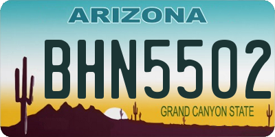 AZ license plate BHN5502