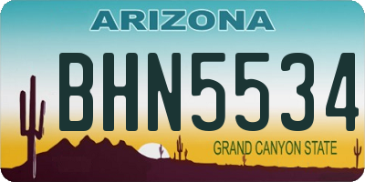 AZ license plate BHN5534