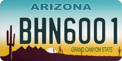 AZ license plate BHN6001