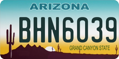 AZ license plate BHN6039