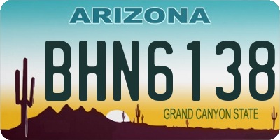 AZ license plate BHN6138