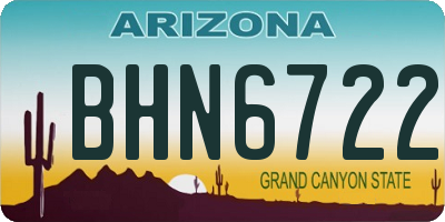 AZ license plate BHN6722