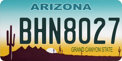 AZ license plate BHN8027