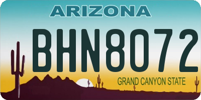 AZ license plate BHN8072