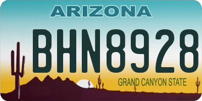 AZ license plate BHN8928