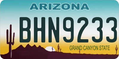 AZ license plate BHN9233