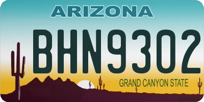 AZ license plate BHN9302