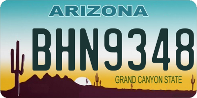 AZ license plate BHN9348