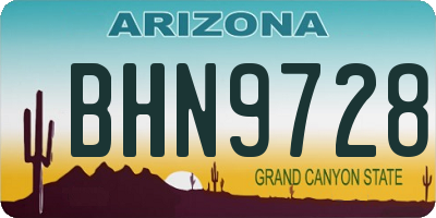 AZ license plate BHN9728