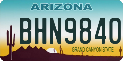 AZ license plate BHN9840