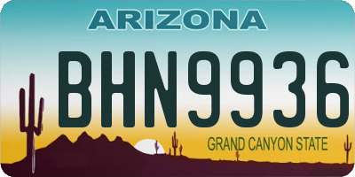 AZ license plate BHN9936