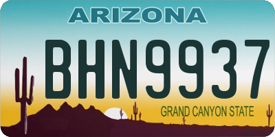 AZ license plate BHN9937