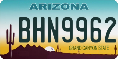 AZ license plate BHN9962