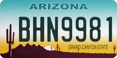 AZ license plate BHN9981