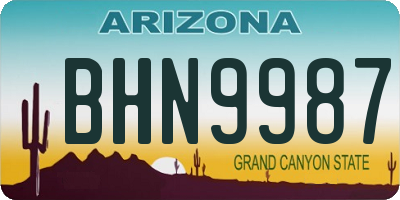 AZ license plate BHN9987
