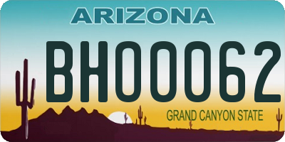 AZ license plate BHO0062