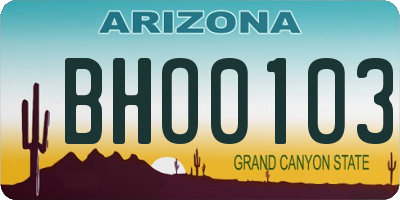 AZ license plate BHO0103