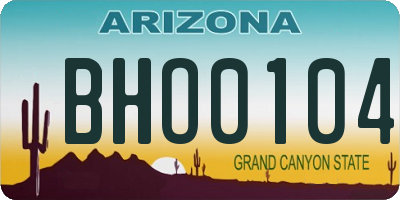 AZ license plate BHO0104